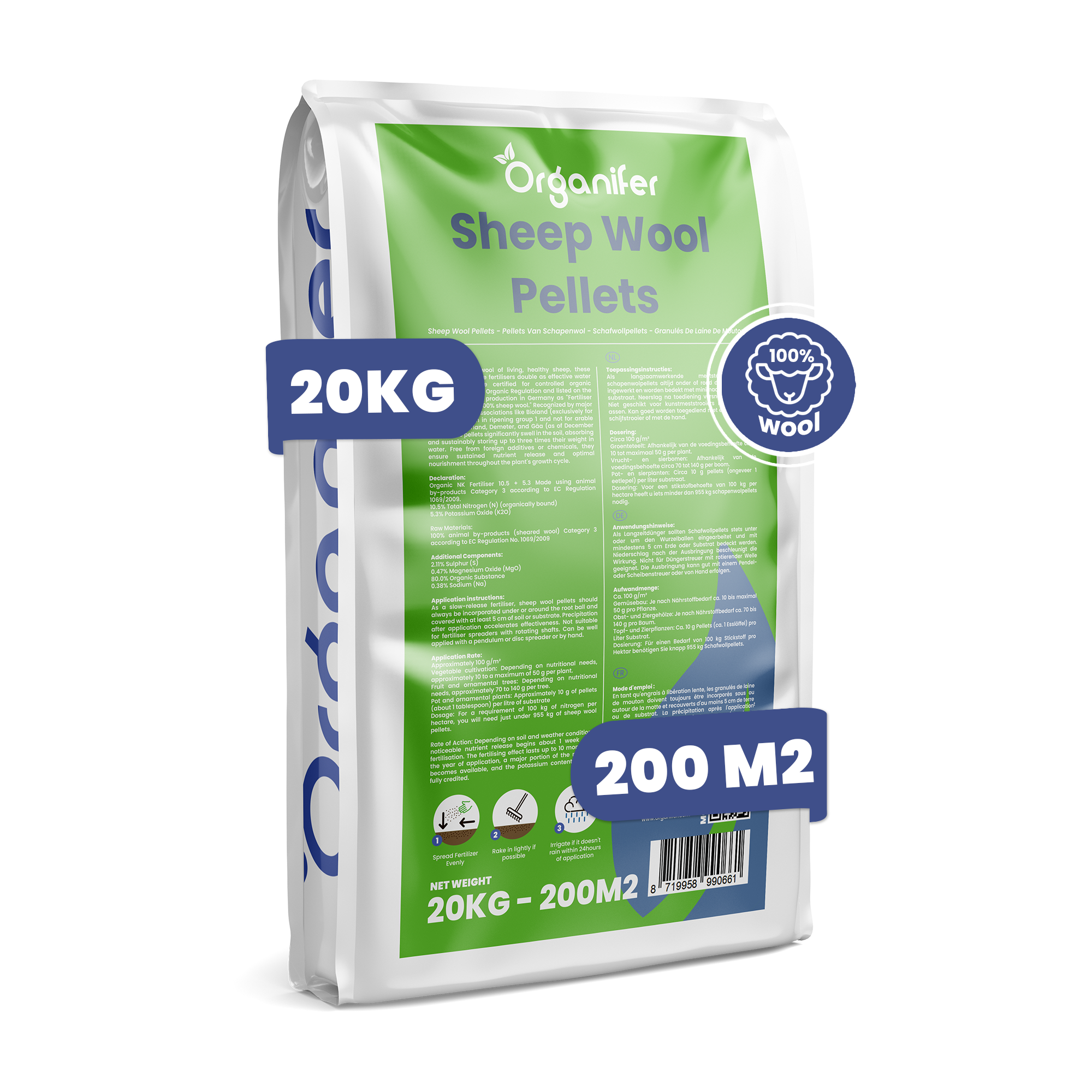 20kg sheep wool 8719958990661 labels