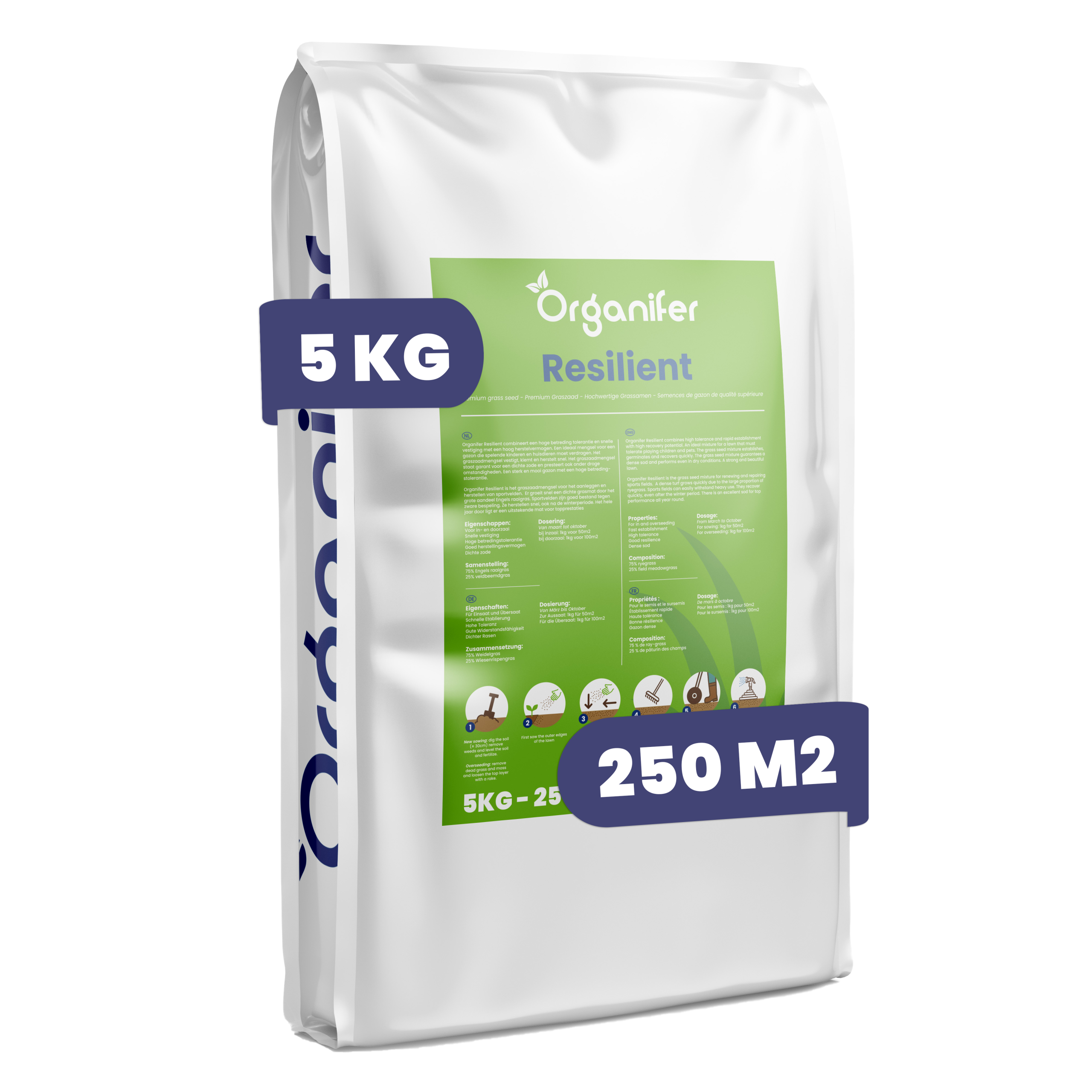 8719958997691 - Lawn Repair Seed – Resilient (5 kg for 250 m2) Labels