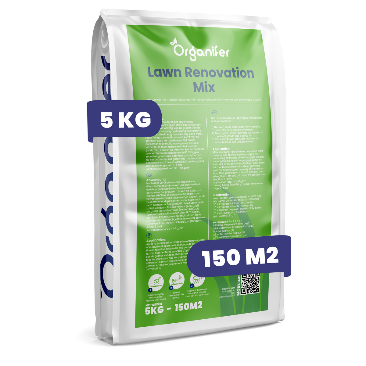 8719958993723 Scarifying Mix - Grass Seed - Fertiliser - Soil Conditioner (5 kg - for 150 m2) Labels