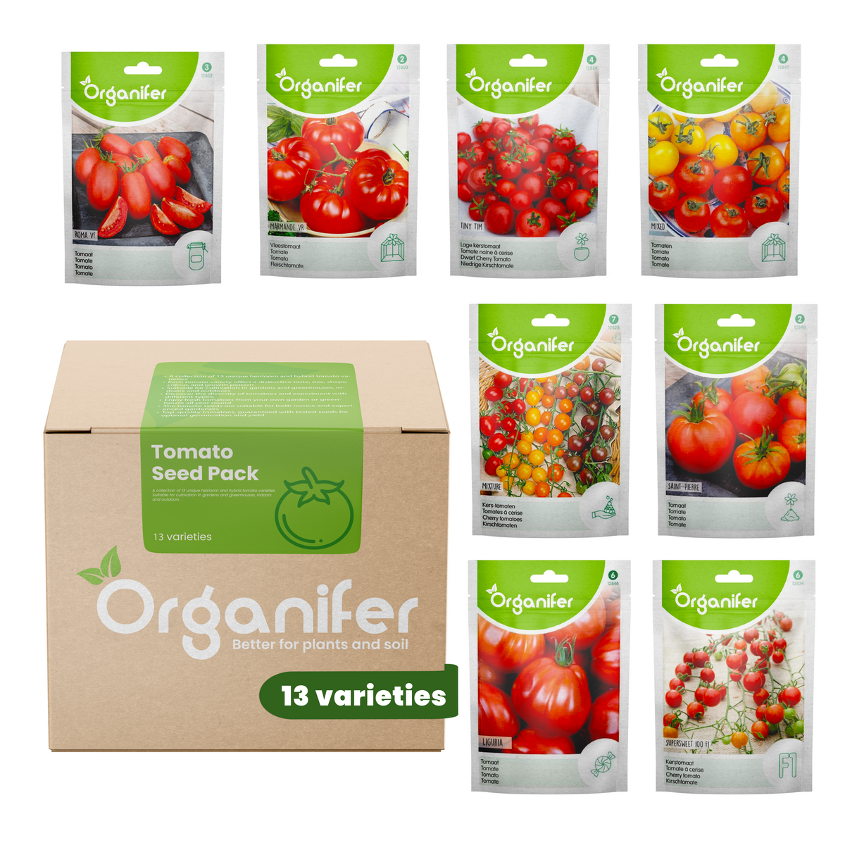 8719958993396 Tomato Seed Pack - 13 Varieties label