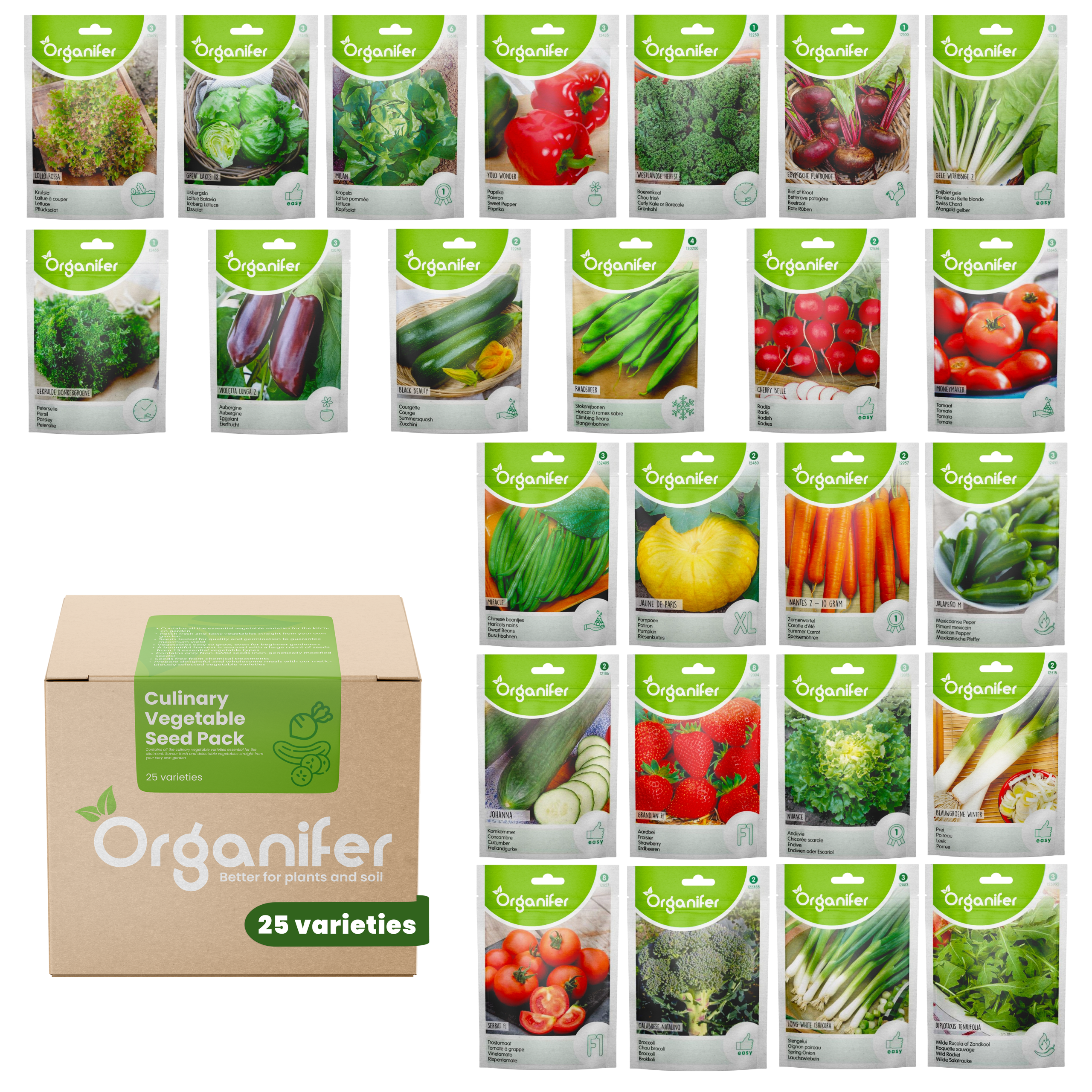 8719958993426 Vegetable Seed Packet – 25 Culinary Varieties labels