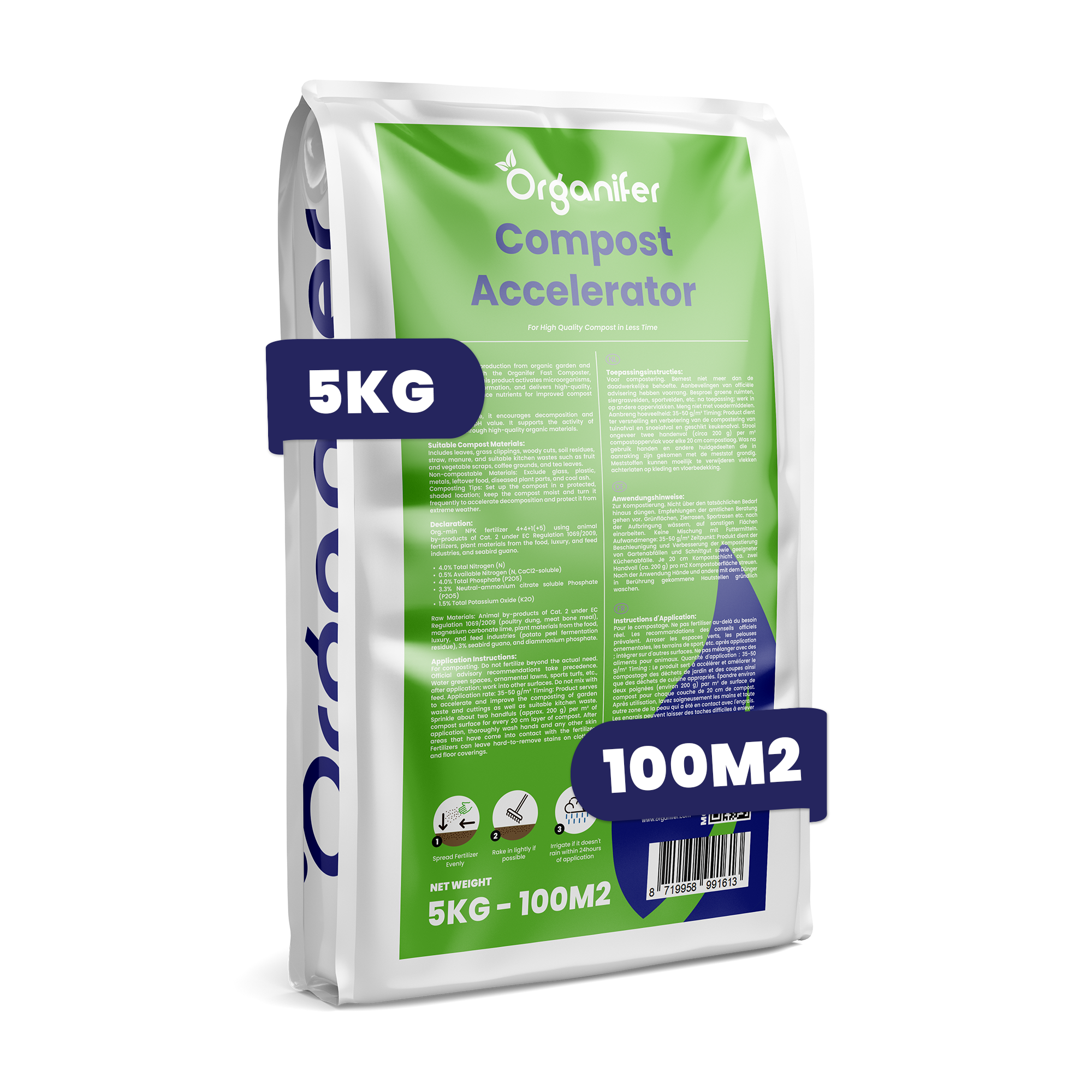 Acelerador de Compost (5 kg – para 25–100 m2 / 5 m³) – Organifer