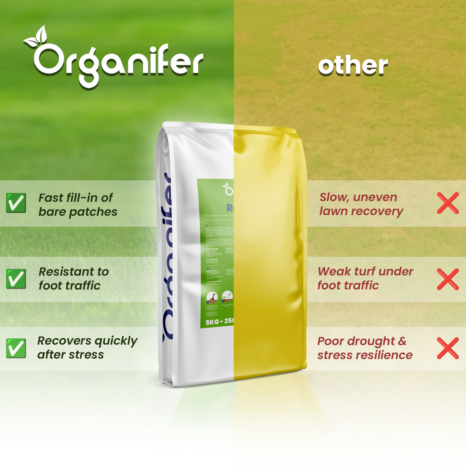 Lawn Repair Seed – Resilient comparison
