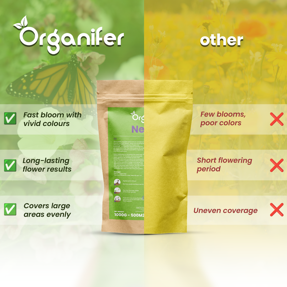 Butterfly Flowers and Bee Mix comparison